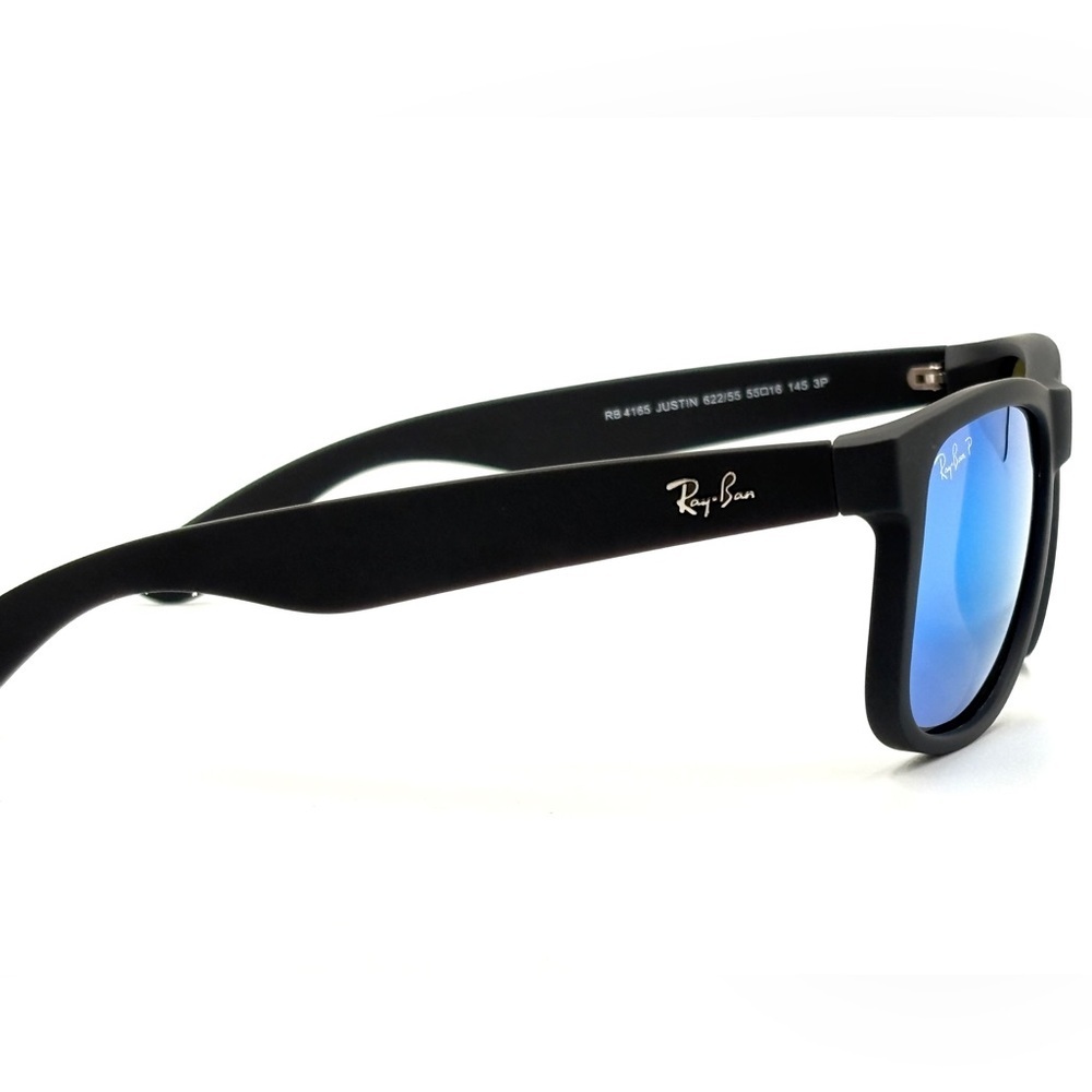 Ray-Ban Polarized Sunglasses Blue Mirror Wayfarer RB4165 Black Rubber Soft 202 - Picture 15 of 15